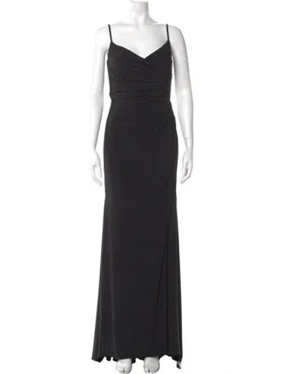 Pre-owned La Femme Linen Long Dress In Black