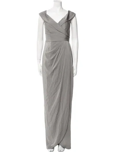 Pre-owned La Femme Linen Long Dress In Gray