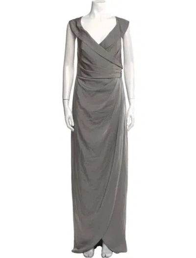 Pre-owned La Femme Linen Long Dress In Gray