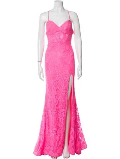 Pre-owned La Femme Linen Long Dress In Pink
