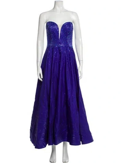 Pre-owned La Femme Linen Midi Length Dress In Purple