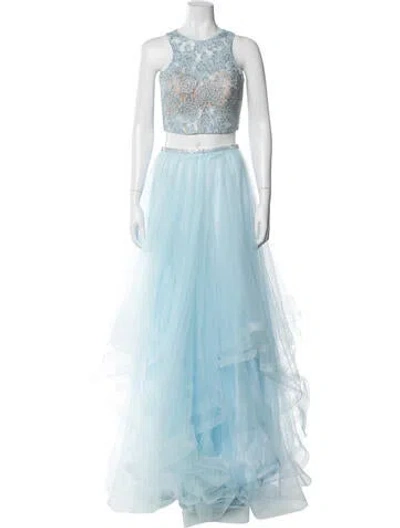 Pre-owned La Femme Linen Skirt Set In Blue