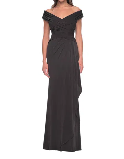 La Femme Long Black Cocktail Gown Dress