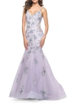 La Femme Mermaid Gown With Two Tone Lace Appliques