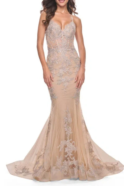 La Femme Mermaid Lace Gown