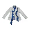 La Femme Mimi Green / White Set Blazer And Vest Light Green In Green/white