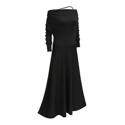 La Femme Mimi Women's Black Balck Waterfalls Dress