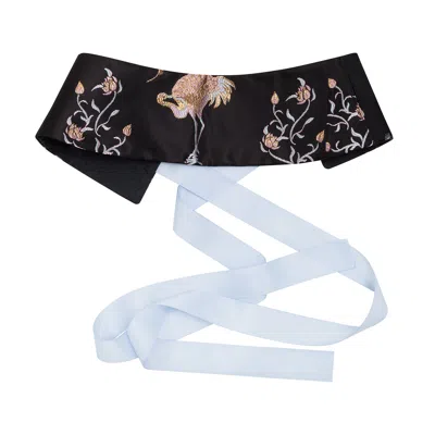 La Femme Mimi Women's Black / Gold Zero Waste Obi Belt In Black/gold