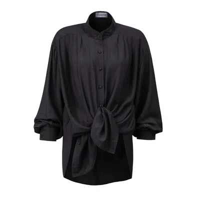 La Femme Mimi Women's Black Silk Blouse