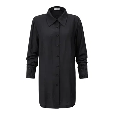 La Femme Mimi Women's Black The Boyfriend Shirt