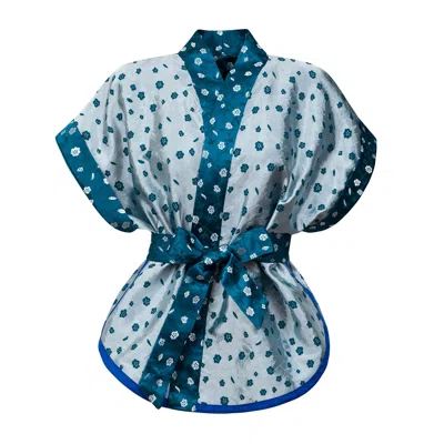 La Femme Mimi Women's Blue Brocade Vest