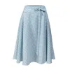 La Femme Mimi Women's Blue Checked Wrap Skirt In Blue