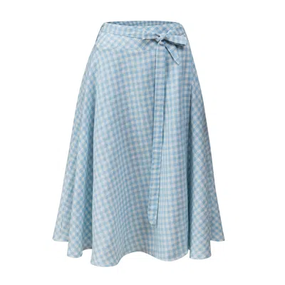 La Femme Mimi Women's Blue Checked Wrap Skirt