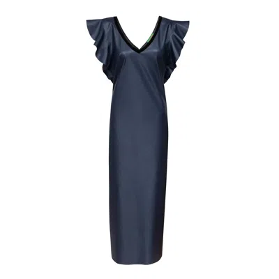 La Femme Mimi Women's Blue Eco Vegan Leather Dress
