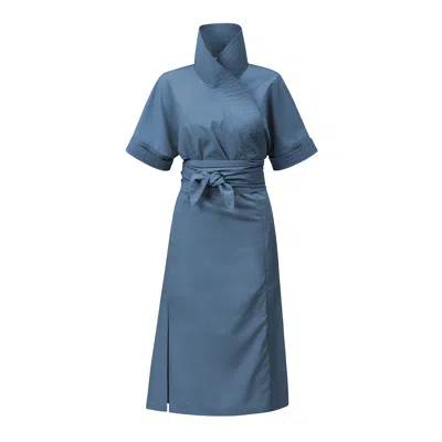 La Femme Mimi Women's Blue / Grey Blue Grey Wrap Dress In Blue/grey