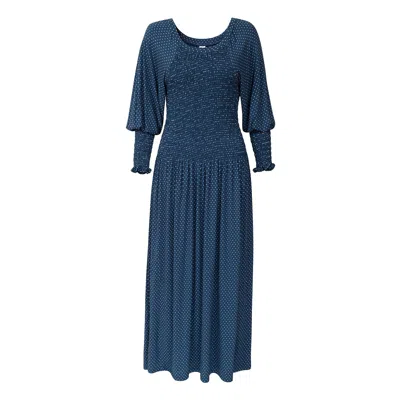 La Femme Mimi Women's Blue Polka Dots Dress