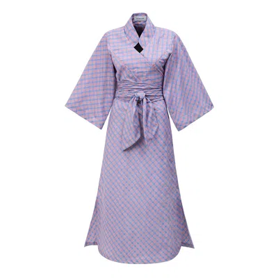 La Femme Mimi Women's Blue / Red The Forest Treasures Kimono Dress In Multi