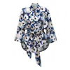 La Femme Mimi Women's Blue / White Meadow Kimono Blouse In Multi