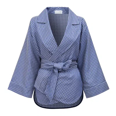 La Femme Mimi Women's Blue / White The Blue Sky Kimono Blouse In Multi