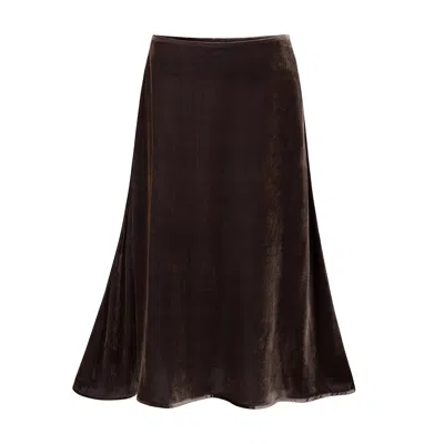 La Femme Mimi Women's Brown / Gold Special Velvet Silk Skirt In Brown/gold