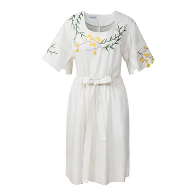 La Femme Mimi Women's Embroidery Tunic Dress In White