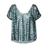 La Femme Mimi Women's Green Sequin Shirt In Green