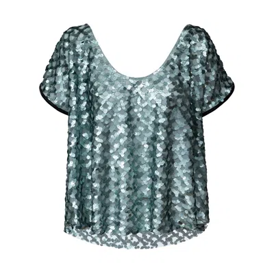 La Femme Mimi Women's Green Sequin Shirt