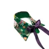 La Femme Mimi Women's Green Silk Brocade Zerowaste Collar In Green