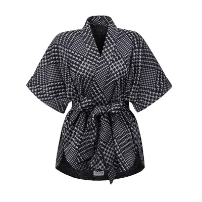 La Femme Mimi Women's Grey / Black Reversible Kimono Vest  Blackgrey In Grey/black