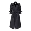 La Femme Mimi Women's Grey / Black Tailored Winter Coat In Grey/black