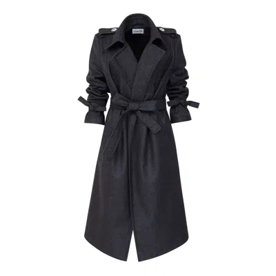 La Femme Mimi Women's Grey / Black Tailored Winter Coat In Gray