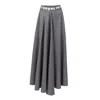 La Femme Mimi Women's Grey Maxi Skirt With Pearl Buttons In Grey