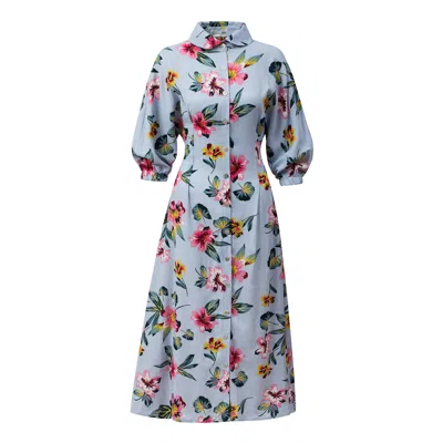 La Femme Mimi Women's Grey Simple Shirt Dress
