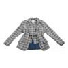 La Femme Mimi Women's Grey / White Blazer Coat With Vest In Grey/white