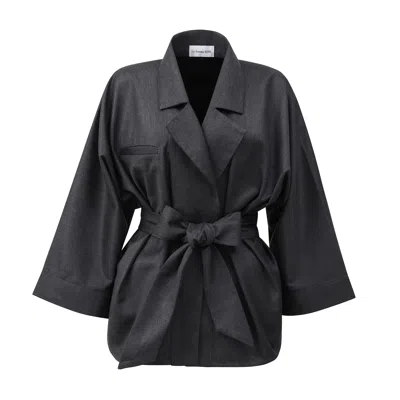 La Femme Mimi Women's Kimono Blazer Grey