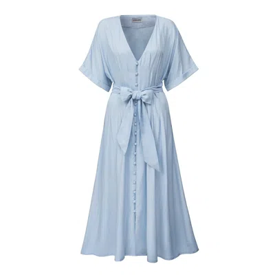 La Femme Mimi Women's Kimono Shirt Dress Baby Blue