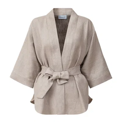 La Femme Mimi Women's Neutrals Kimono Linen In Gray