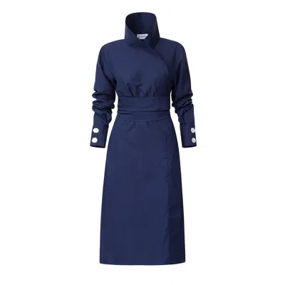 La Femme Mimi Women's Nocturne Blue Wrap Shirt Dress