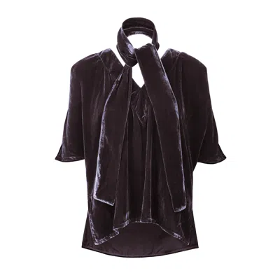 La Femme Mimi Women's Pink / Purple / Brown Silk Velvet Blouse In Pink/purple/brown