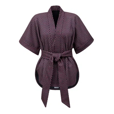 La Femme Mimi Women's Pink / Purple / Grey Kimono Polka Dots Reversible In Pink/purple/grey