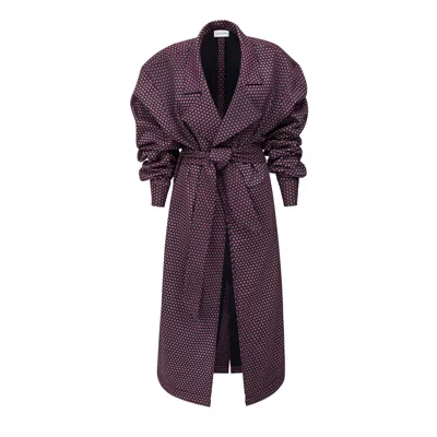 La Femme Mimi Women's Pink / Purple / Grey Polka Dots Spring Coat