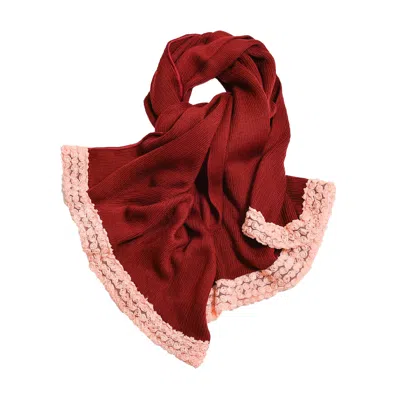 La Femme Mimi Women's Pink / Purple / Red Maxi Wool Hand Made Scarf