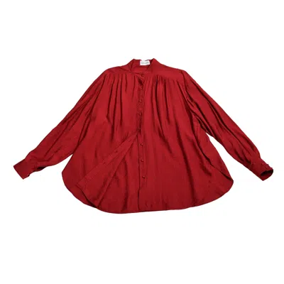 La Femme Mimi Women's Red Bordeaux Silk Blouse