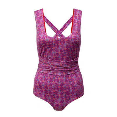 La Femme Mimi Women's Red Both Side Swimsuit In Pink
