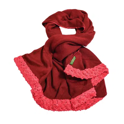 La Femme Mimi Women's Red Hand Made Maxi Wool Scarf