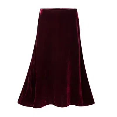 La Femme Mimi Women's Silk Red Velvet Skirt