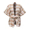 La Femme Mimi Women's White / Brown Kimono Cafe Late In White/brown