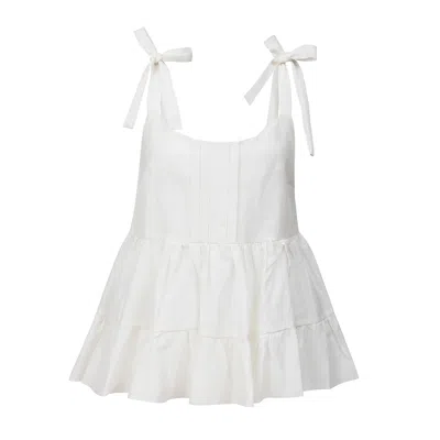 La Femme Mimi Women's White Cute Ivory Silk Blouse
