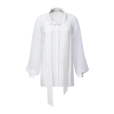 La Femme Mimi Women's White Ivory Silk Blouse