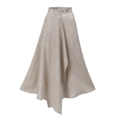 La Femme Mimi Women's White / Neutrals Ivory Linen Wrap Skirt